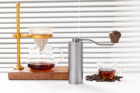 ウッドハンドクランクミルコーヒーグラインダースチールバリアルミ合金ボディ